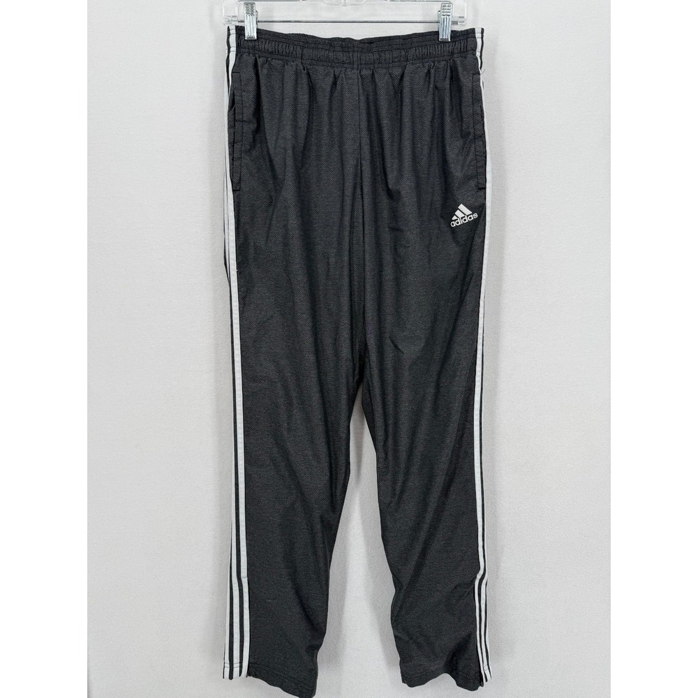 Adidas Men's Track‎ Pants Medium Gray White 3-Stripes Zipper Leg Lined Athletic